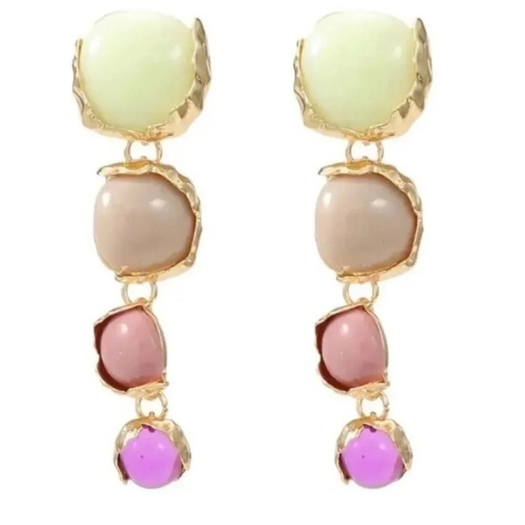Zara Colorful Stone Drop Earrings - Picture 2 of 8